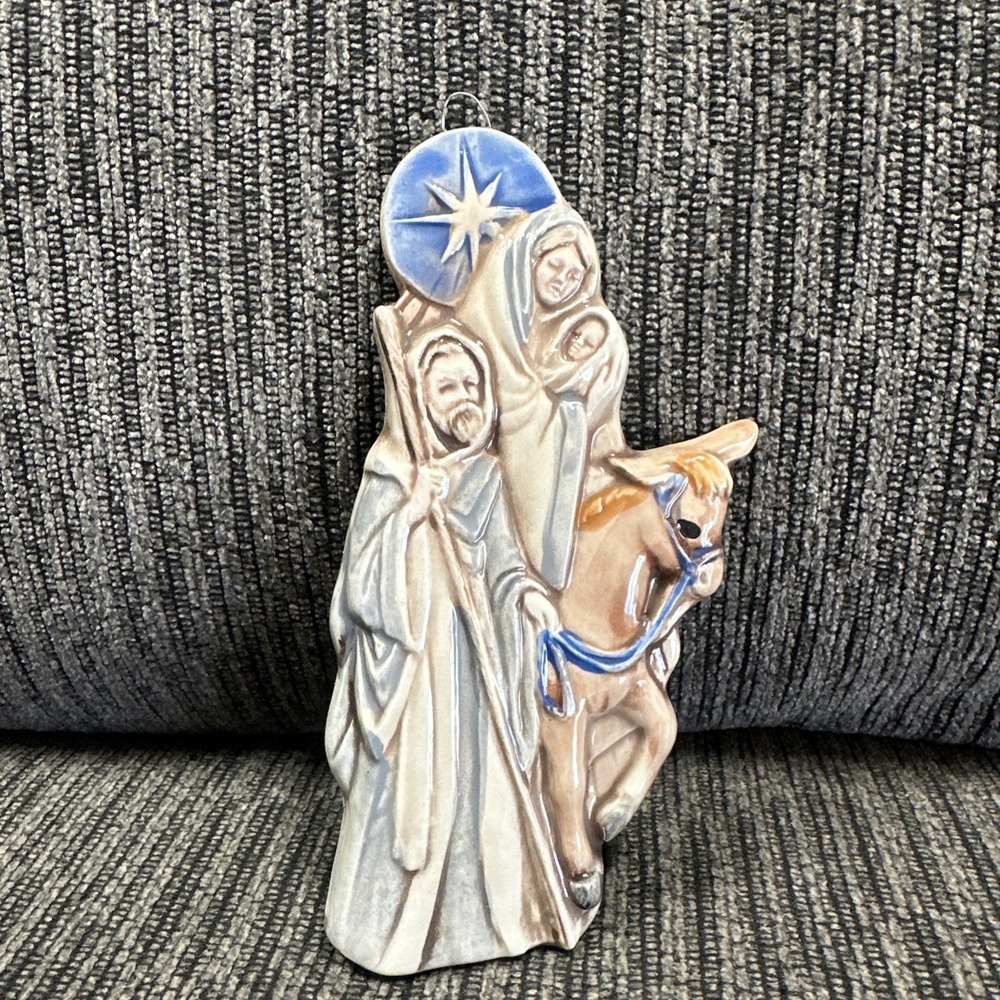 Vintage 1970s Nativity Christmas Ornament Duncan Enterprises‎ Ceramic Matt 2:14